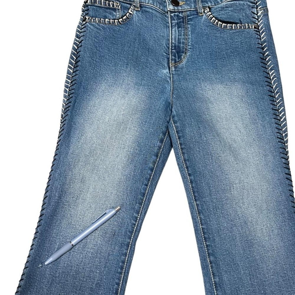 Alice + Olivia Side Stitch Boho Stretch Premium Denim Ankle Flare Jeans Women 27 - Picture 8 of 11